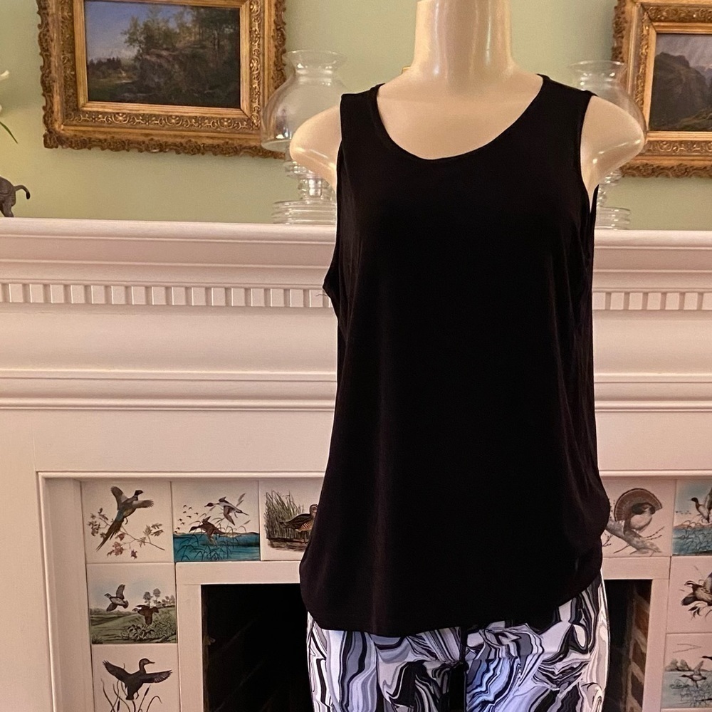Black tank top from Praise Hymn in Lycra. Flattering with everything year round